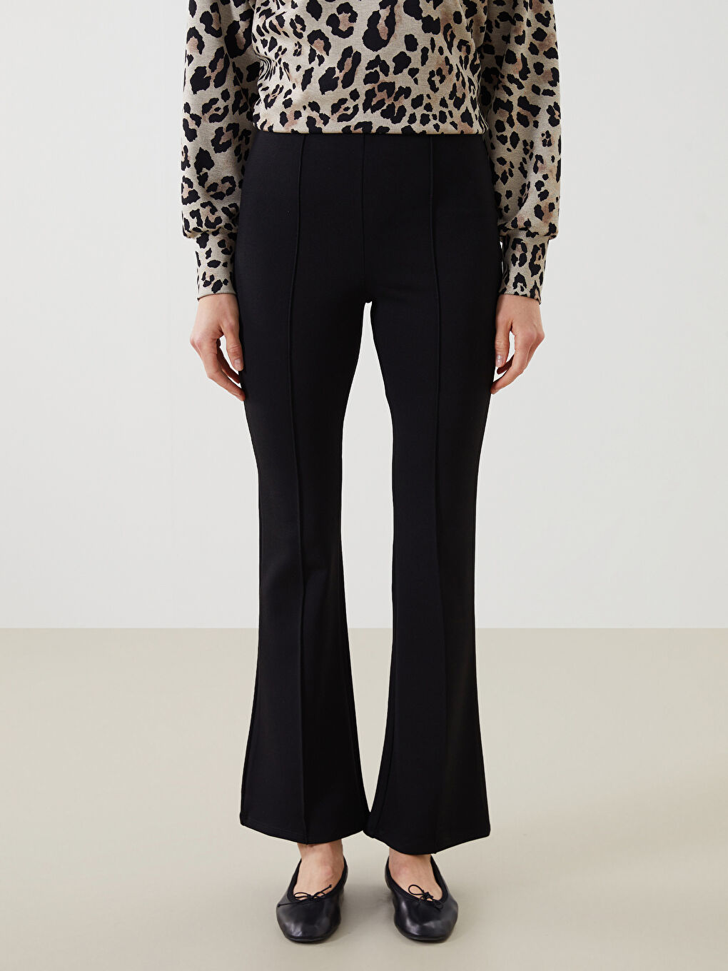 Women's Trousers with Elastic Waist and Flared Leg-3