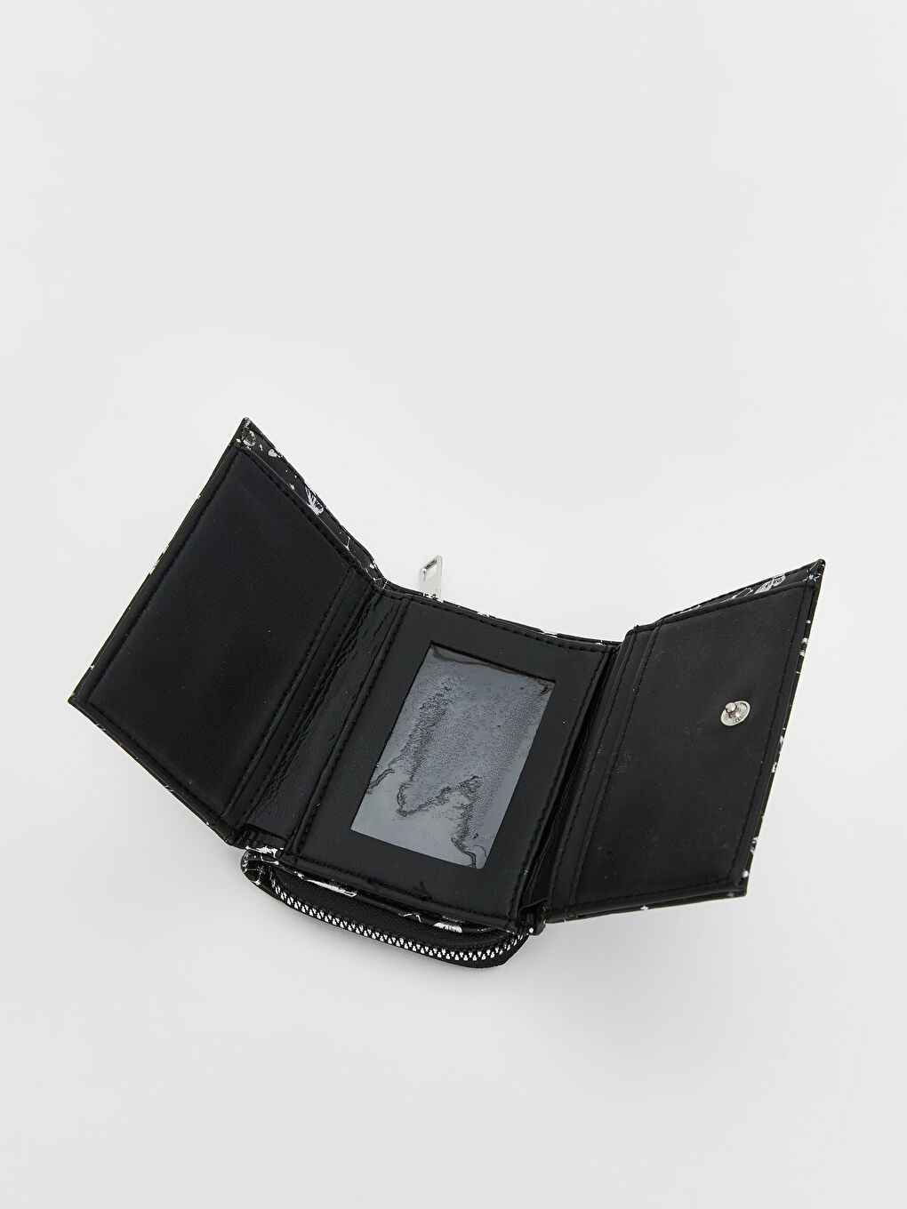 Siyah Kelebek Baskılı Fermuarlı Kadın Cüzdan-2