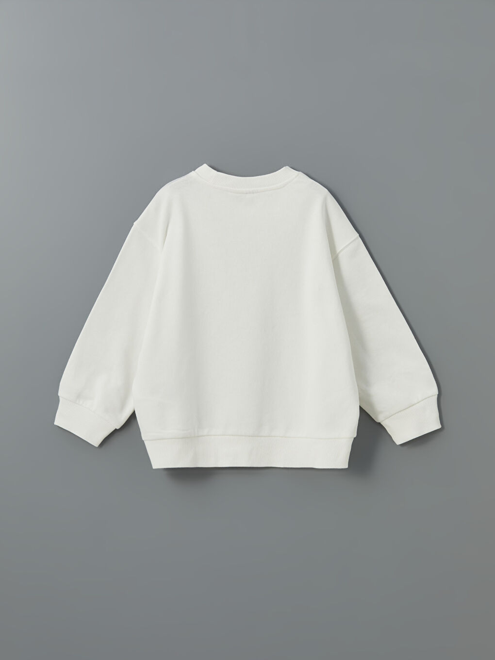 Ekru Bisiklet Yaka Stitch Baskılı Kız Çocuk Sweatshirt-1