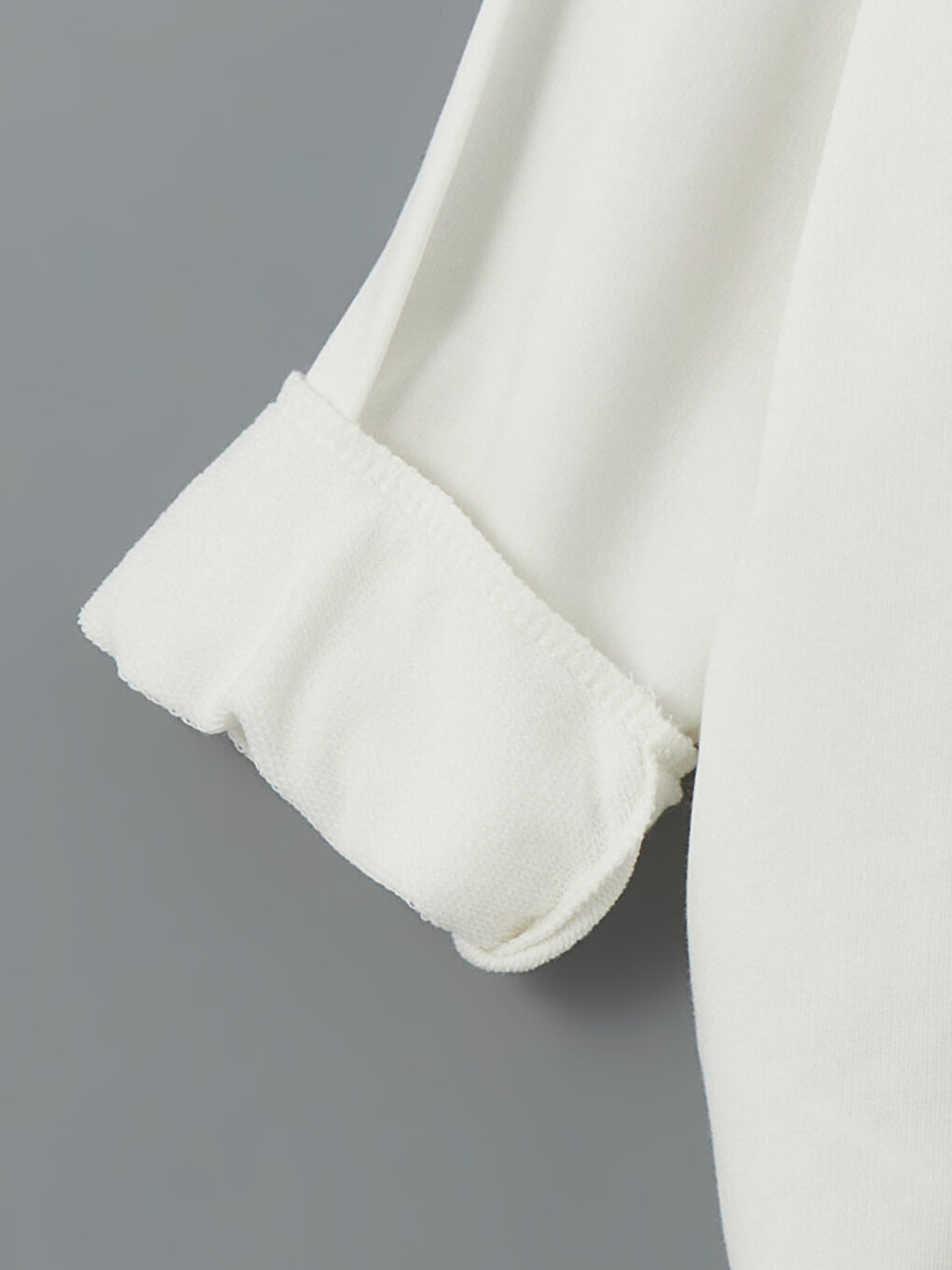 Ekru Bisiklet Yaka Stitch Baskılı Kız Çocuk Sweatshirt-2