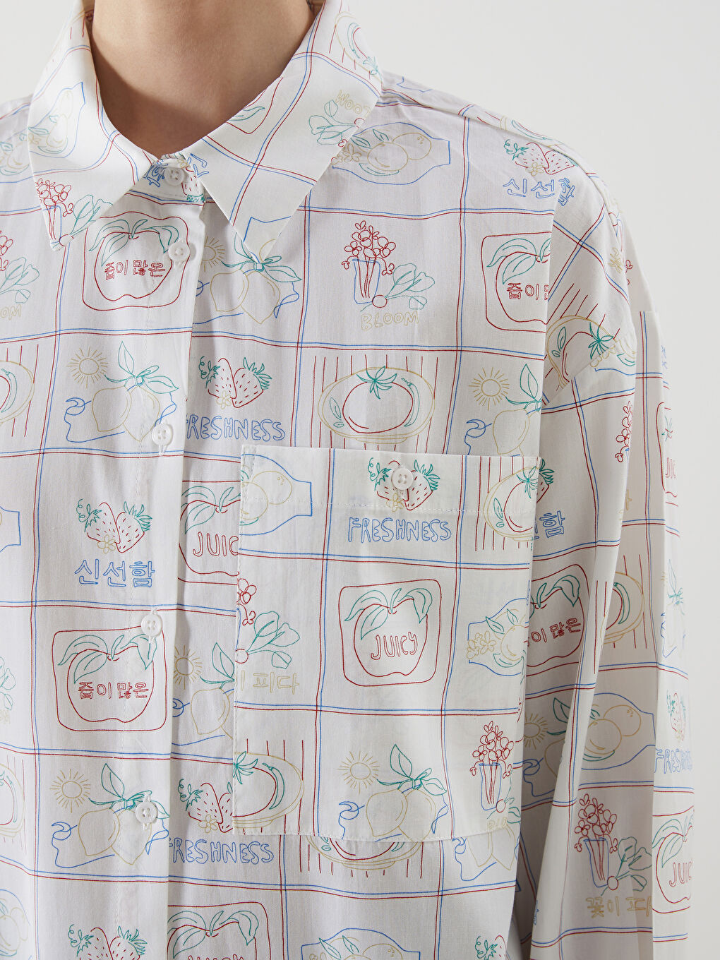 Ekru Baskılı Kadın Poplin Gömlek Tunik-2