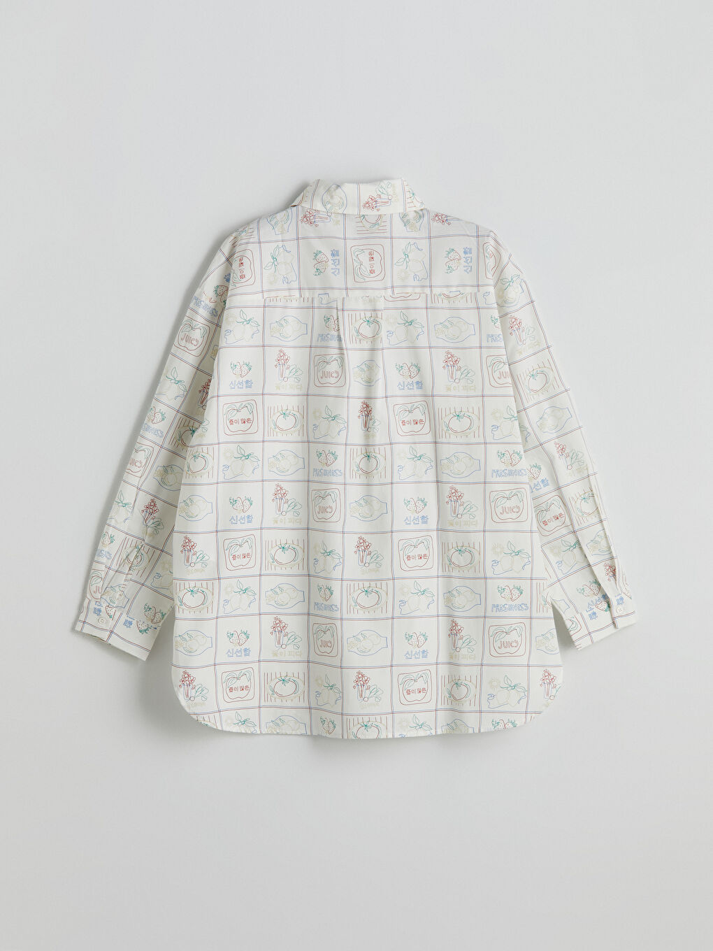 Ekru Baskılı Kadın Poplin Gömlek Tunik-5