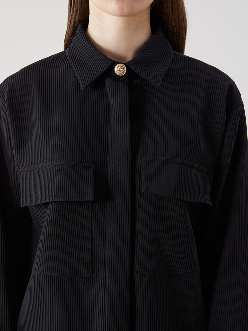 LCW Modest Textured Oversize Women's Shirt Tunic -S5MP85Z8-CVL