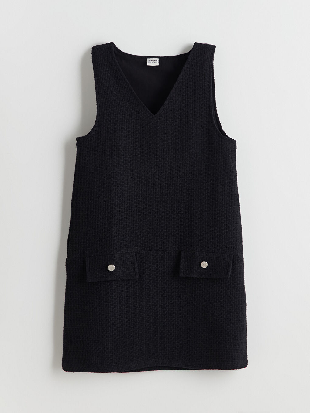 Siyah V Yaka Kız Çocuk Elbise