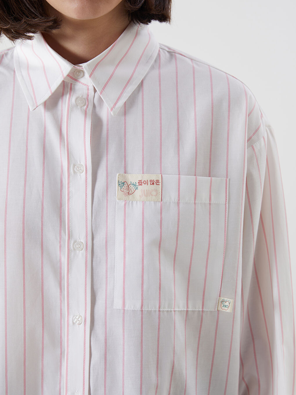 Striped Oversize Poplin Women's Shirt Tunic -S5MP90Z8-LHK