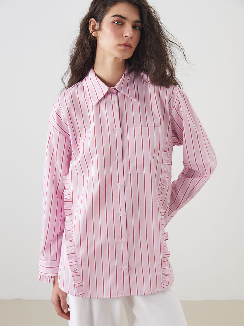Striped Oversize Women's Shirt Tunic -S5MP91Z8-LHK