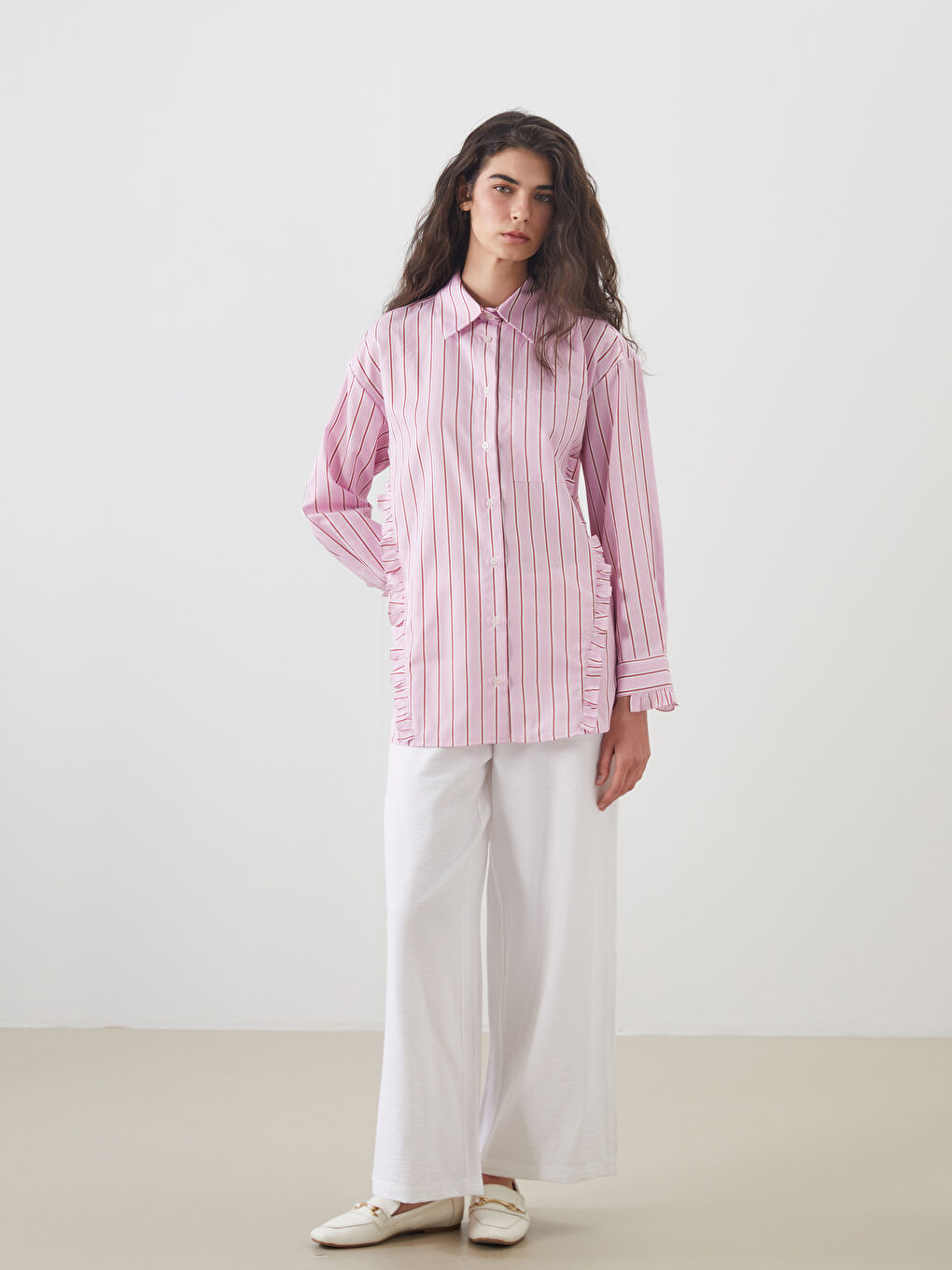 Striped Oversize Women's Shirt Tunic -S5MP91Z8-LHK