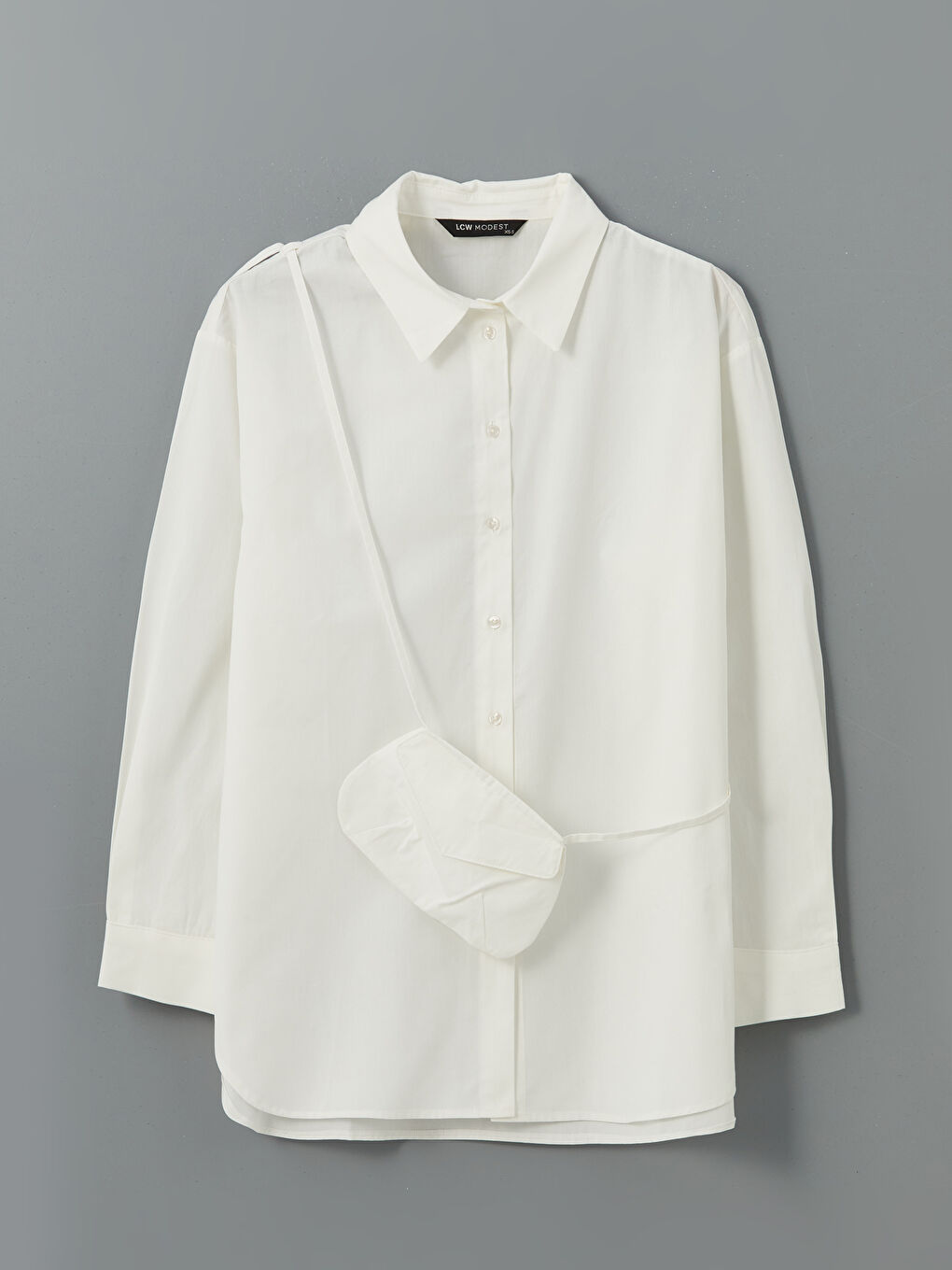 Ekru Askılı Cüzdan Detaylı Oversize Kadın Gömlek Tunik-5