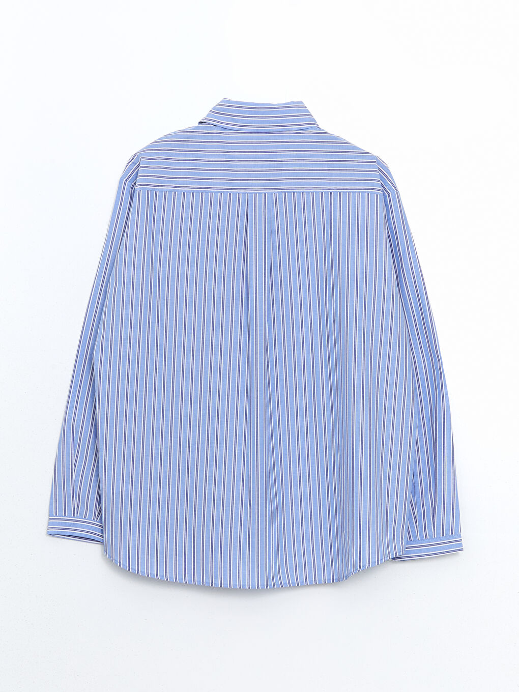 LCW Modest Mavi Çizgili Oversize Poplin Kadın Gömlek Tunik - 5
