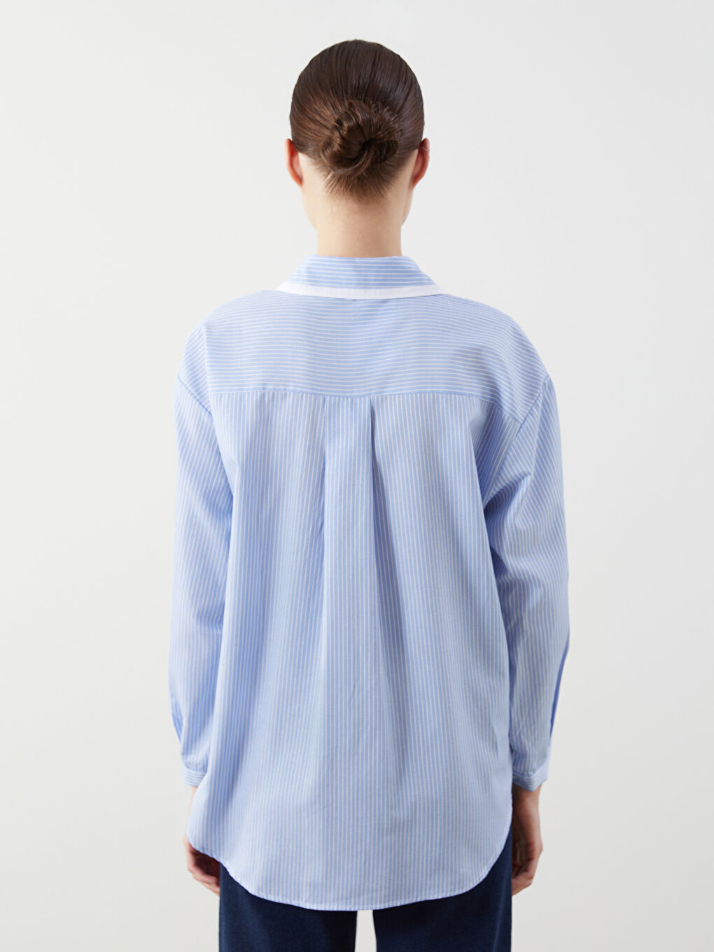 Striped Oversize Poplin Women's Shirt Tunic -S5MP97Z8-LRA