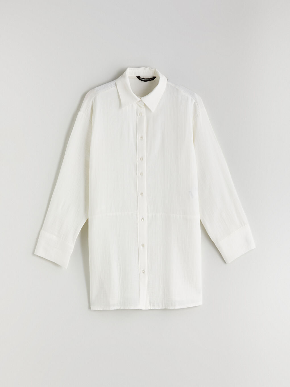 LCW Modest Ekru Oversize Müslin Kadın Gömlek Tunik - 4