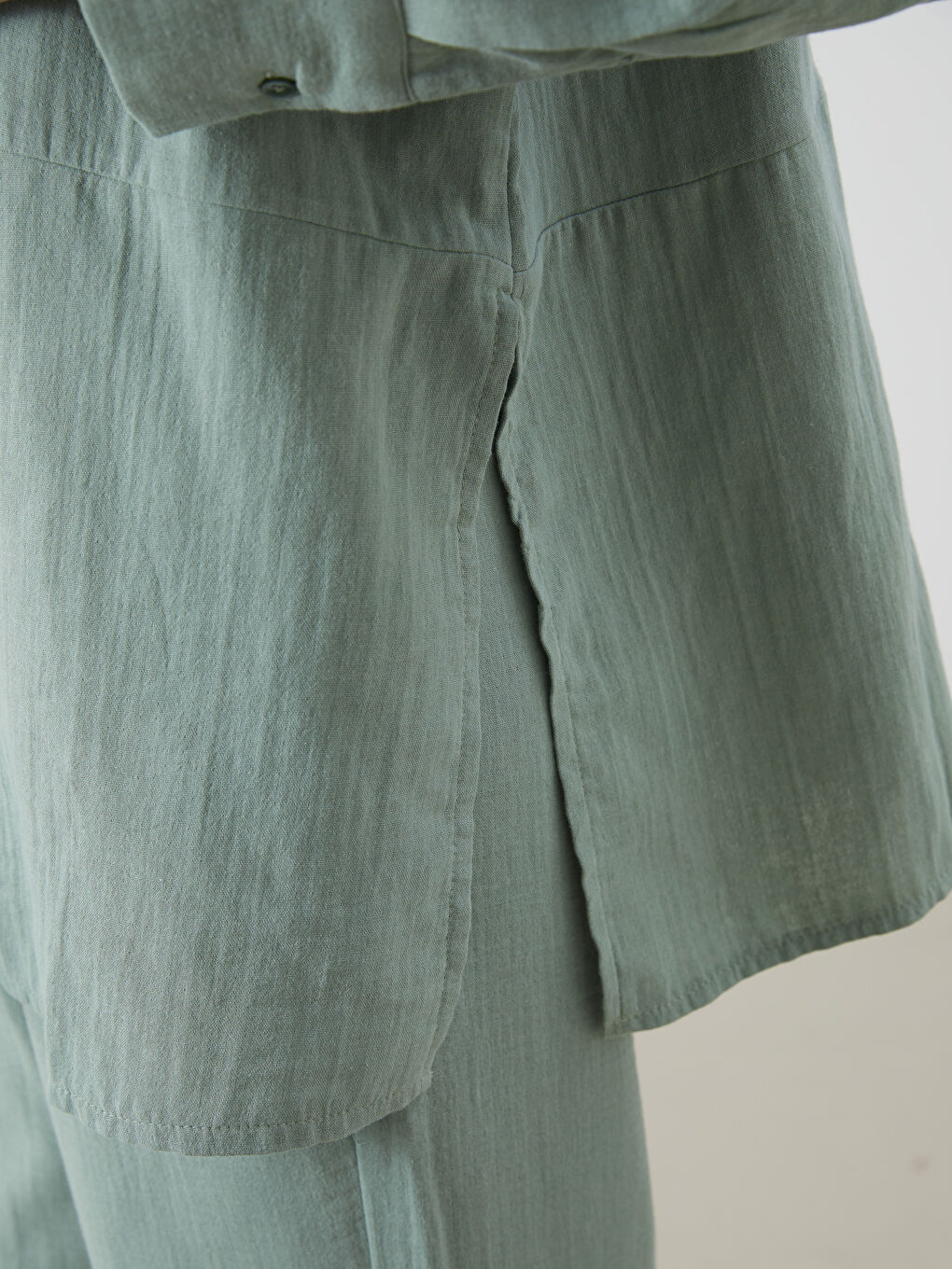 Yeşil Oversize Müslin Kadın Gömlek Tunik-2