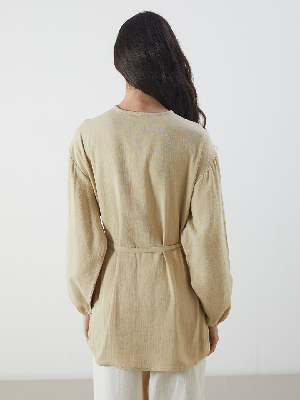 Yeşil Bisiklet Yaka Kadın Gömlek Tunik-3