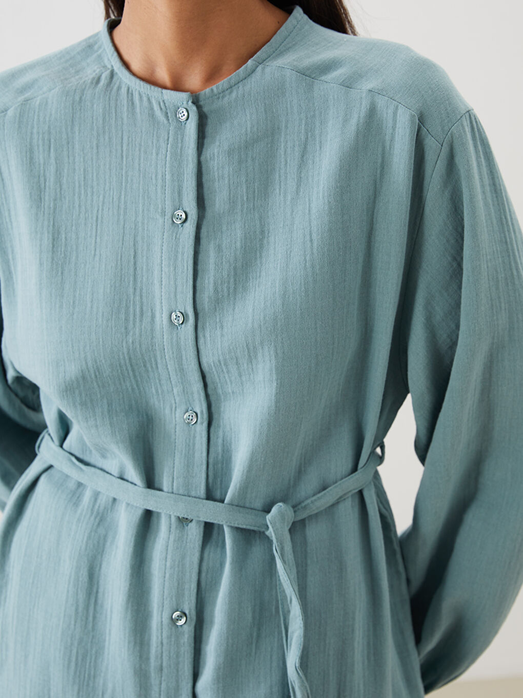 Yeşil Bisiklet Yaka Kadın Gömlek Tunik-2