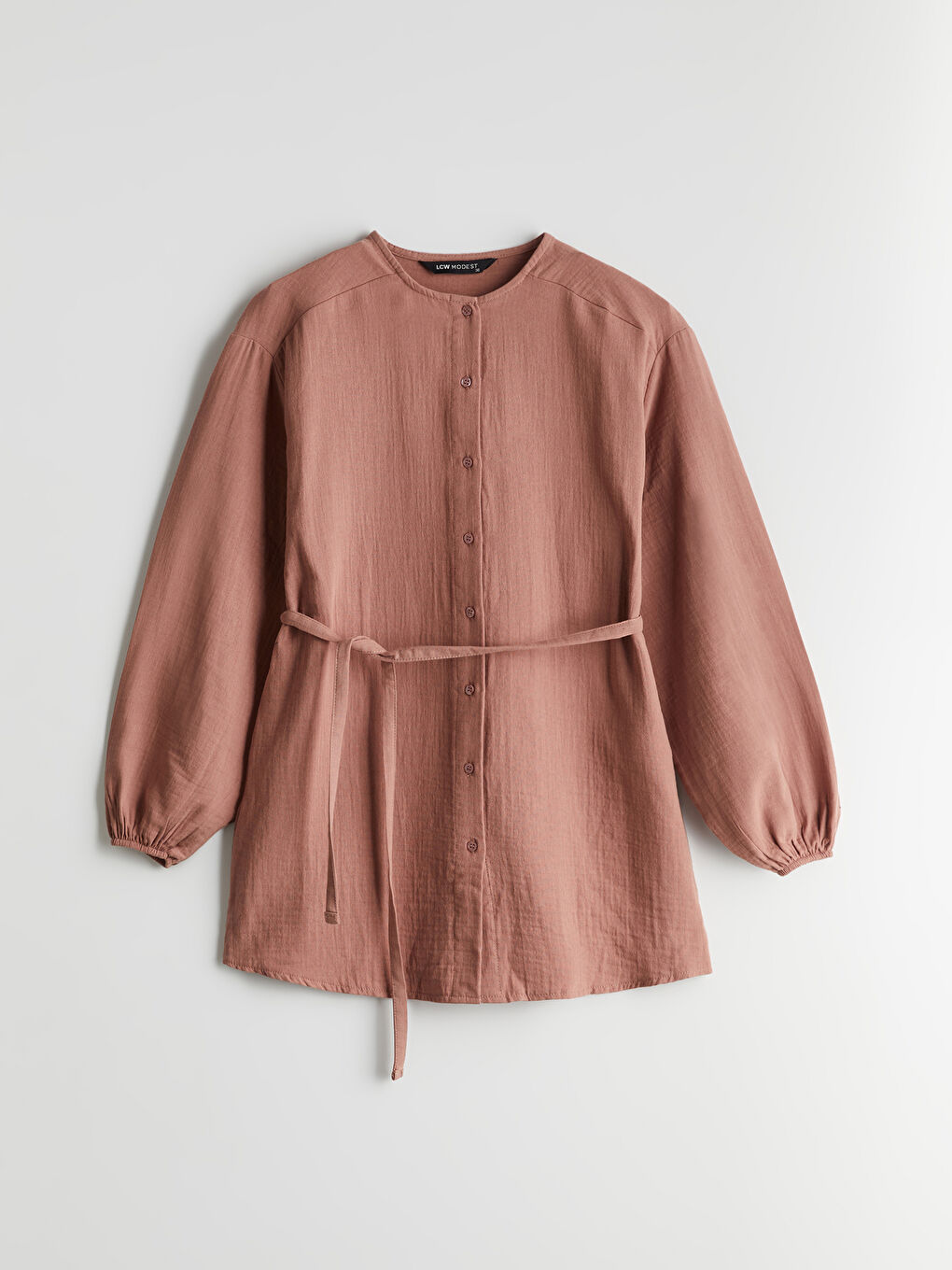 Pembe Bisiklet Yaka Kadın Gömlek Tunik-4