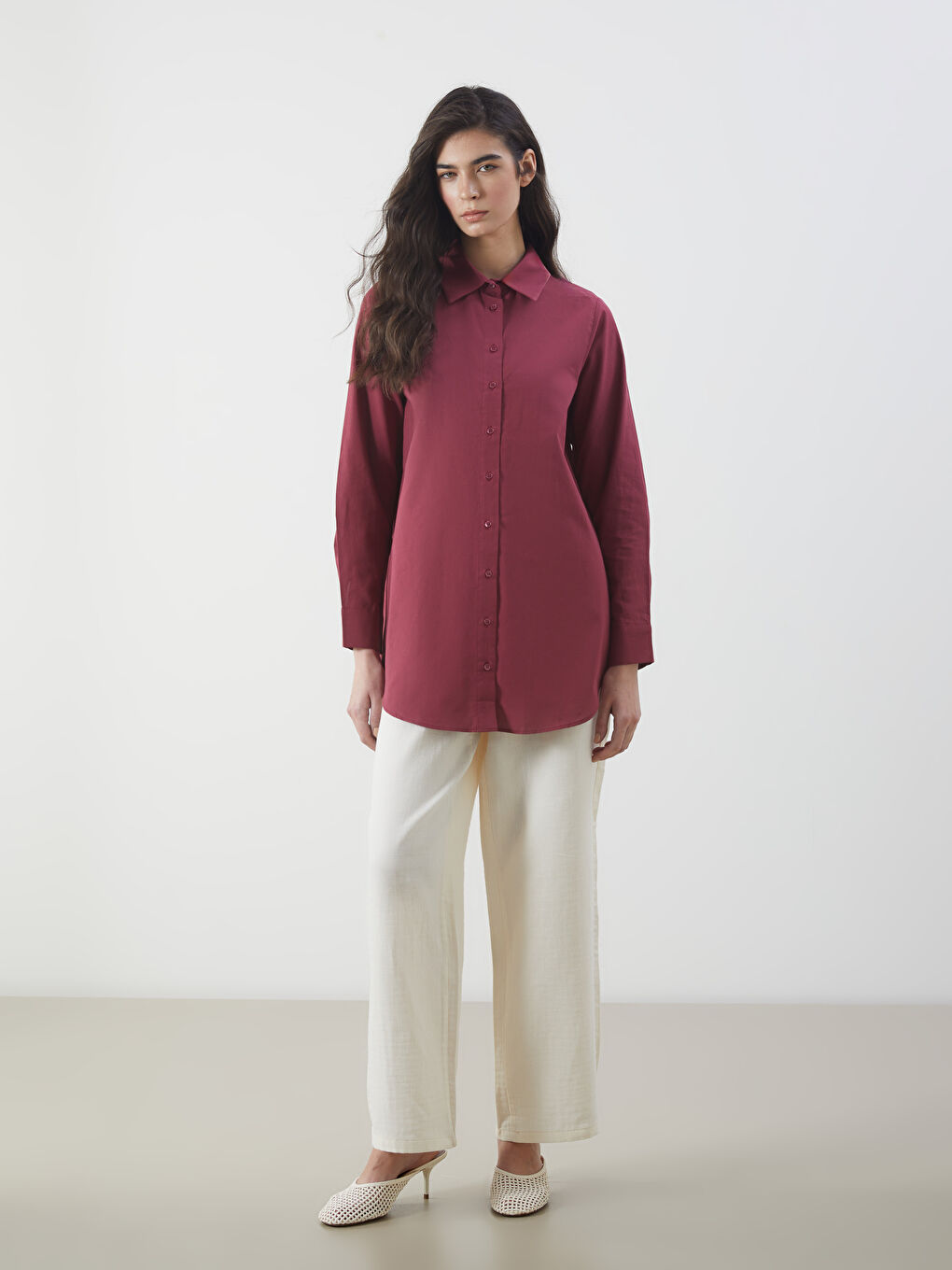 Kırmızı Regular Fit Kadın Gömlek Tunik-1