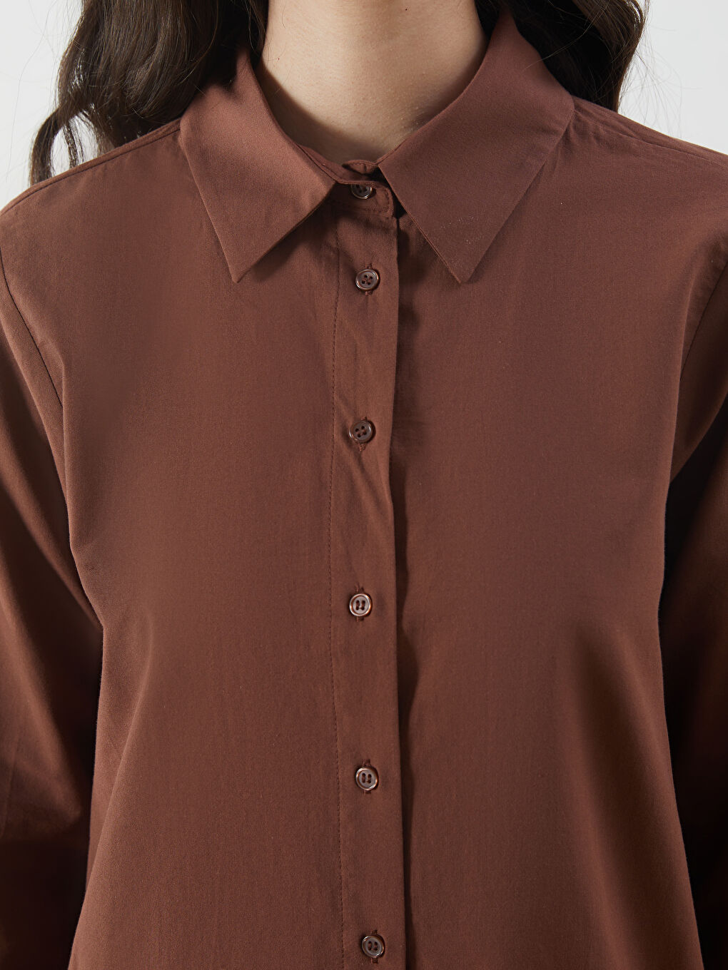 Kahverengi Regular Fit Kadın Gömlek Tunik-2