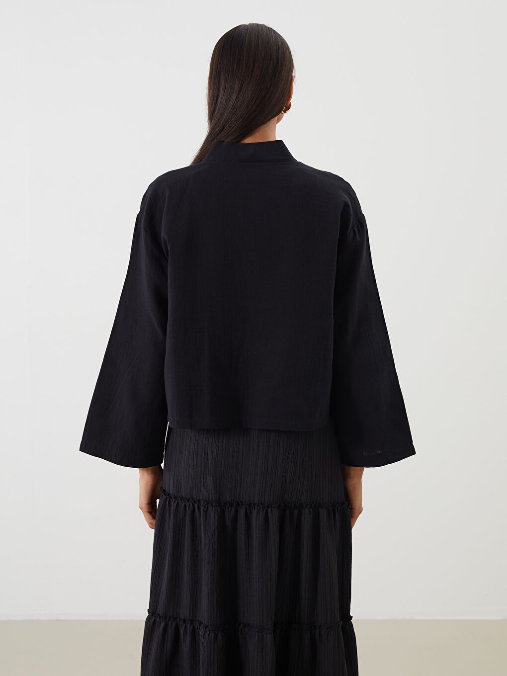 Shawl Collar Oversize Muslin Women's Kimono-3