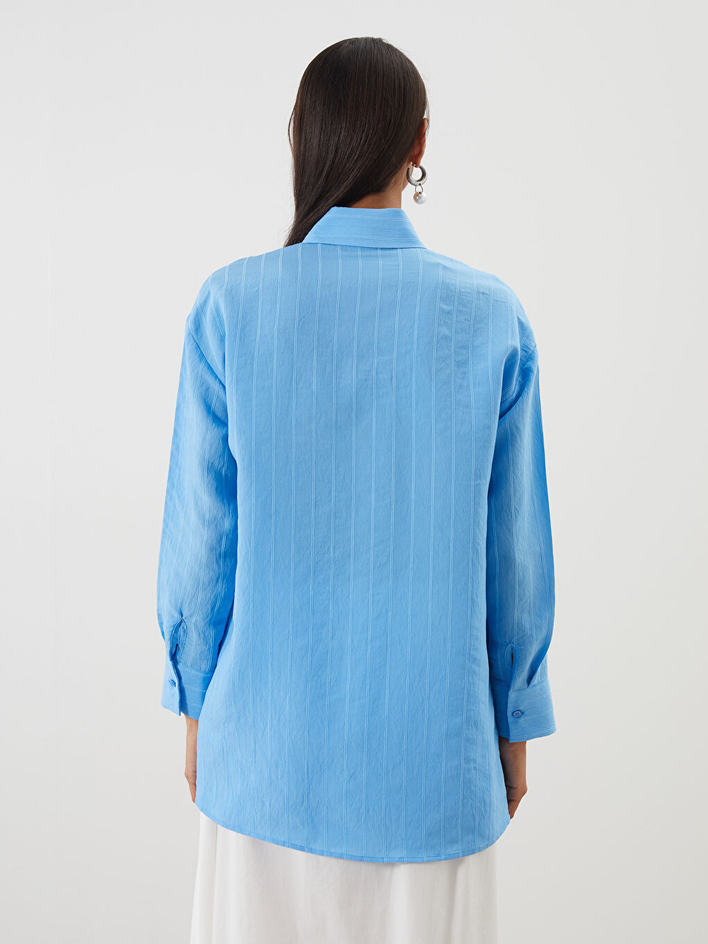 Textured Oversize Women's Shirt Tunic-3
