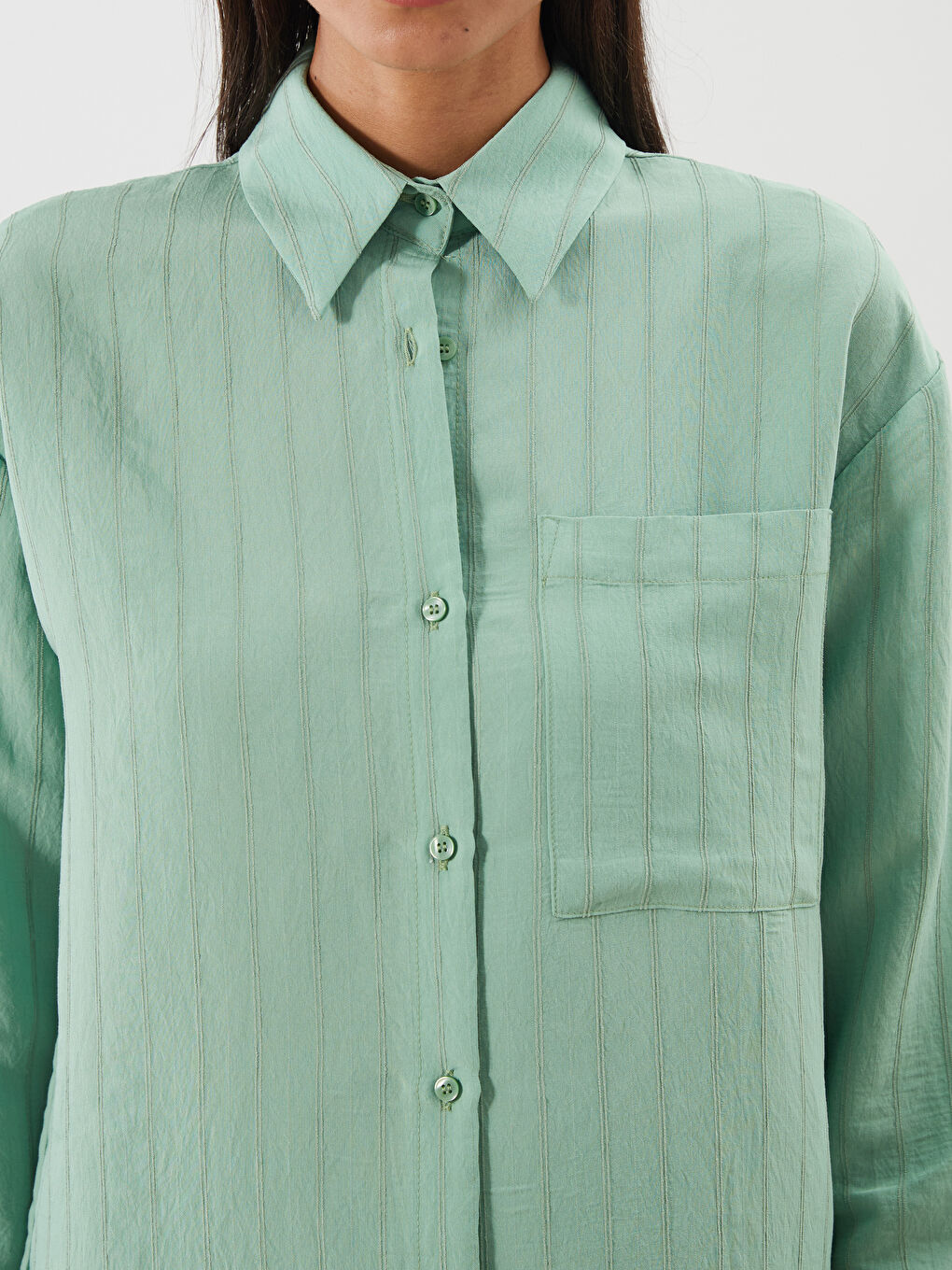 Tunique Chemise Texturée Pour Femmes Surdimensionnée-2