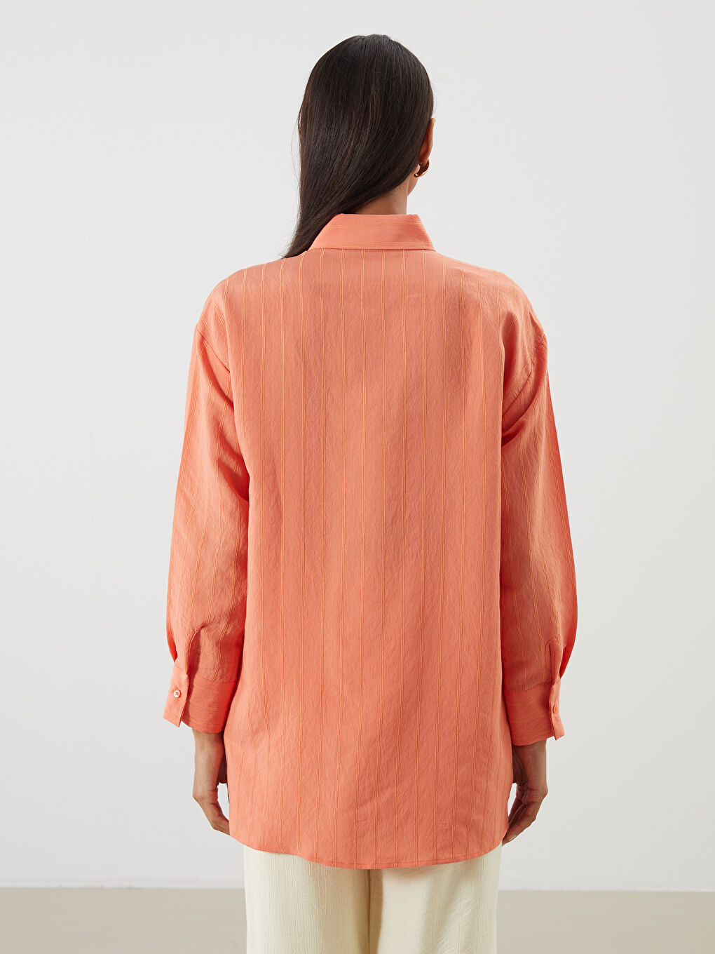 Textured Oversize Women's Shirt Tunic-3