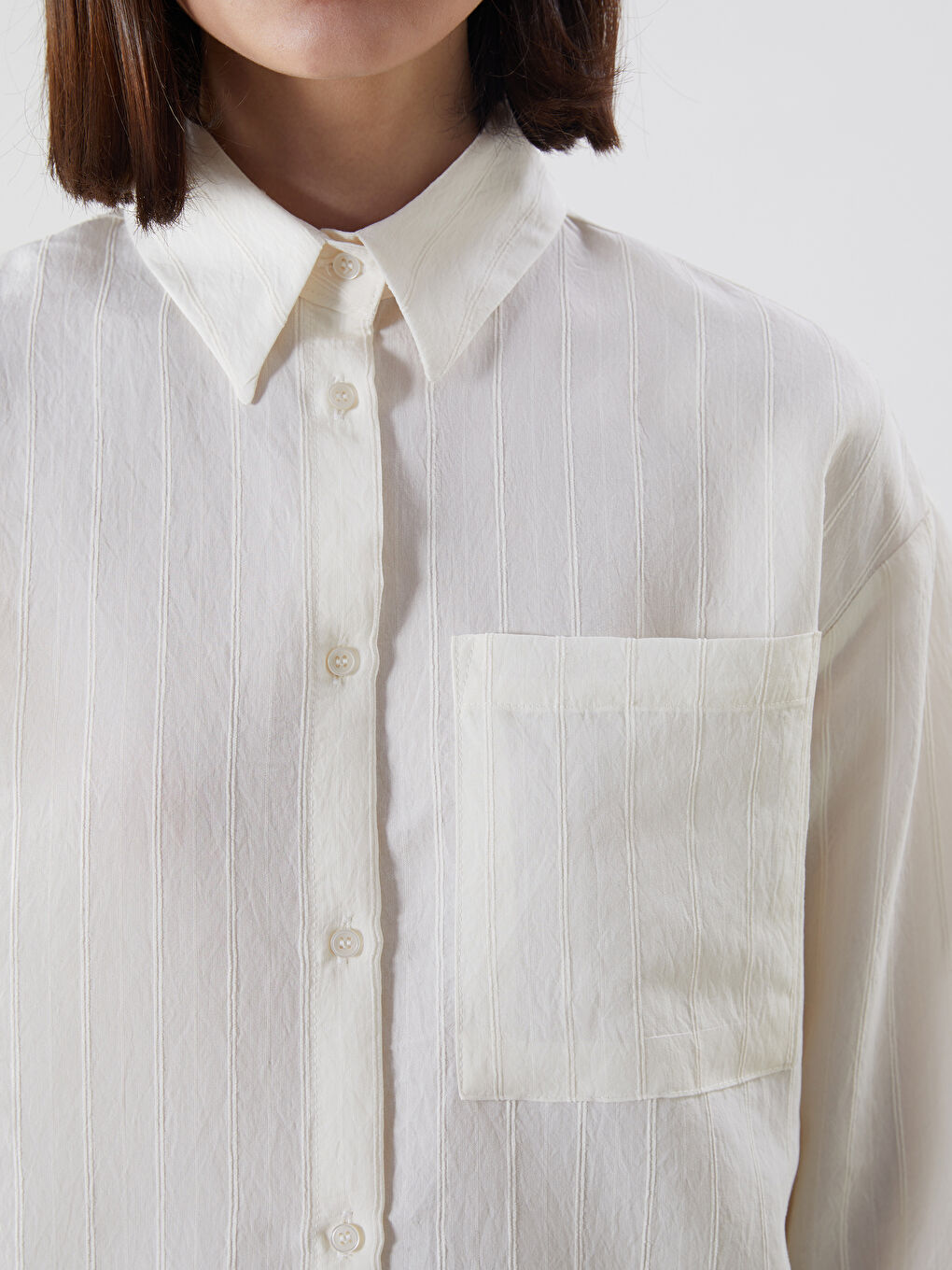 Textured Oversize Women's Shirt Tunic -S5MQ26Z8-EEW