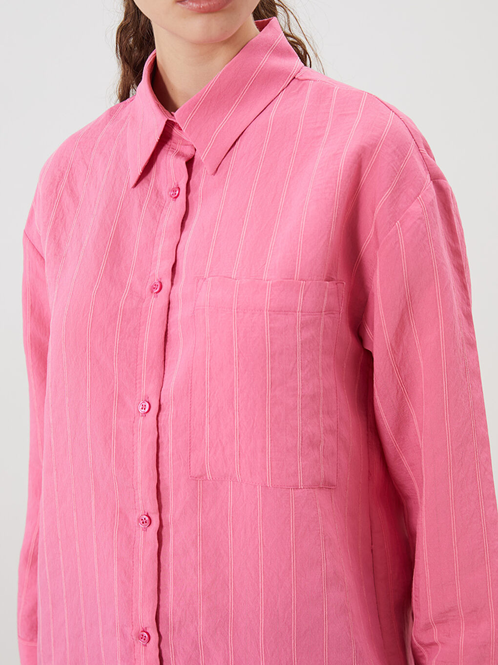 Textured Oversize Women's Shirt Tunic -S5MQ26Z8-GC1