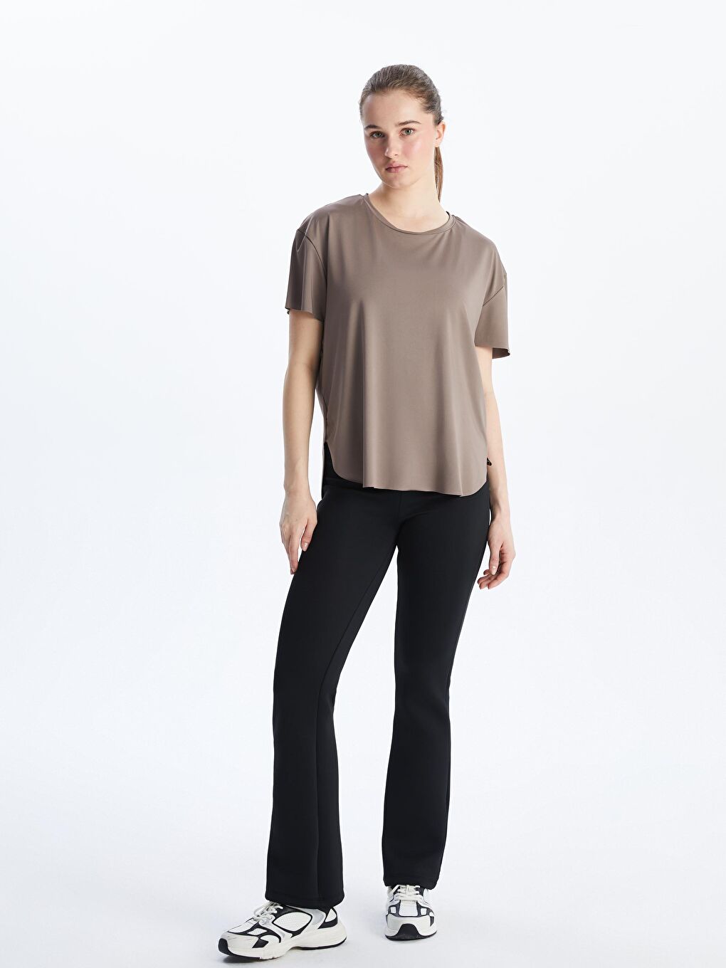 Siyah Beli Lastikli Kadın Spor Tayt