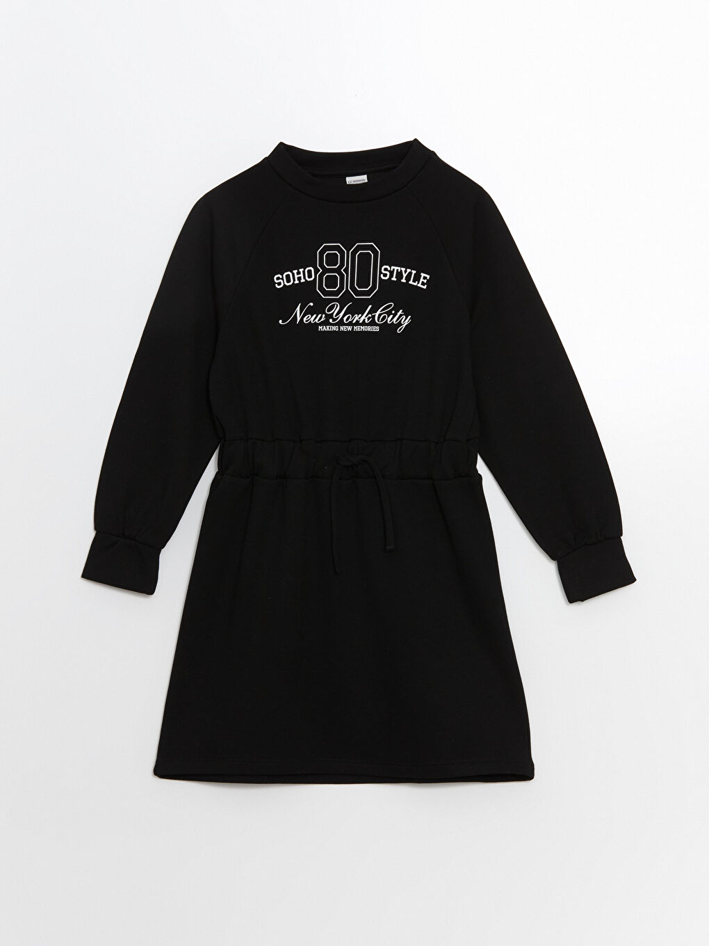 Siyah Bisiklet Yaka Kız Çocuk Elbise