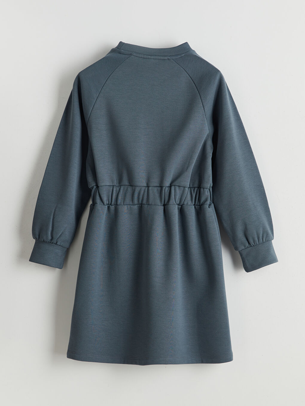 Gri Bisiklet Yaka Kız Çocuk Elbise-1