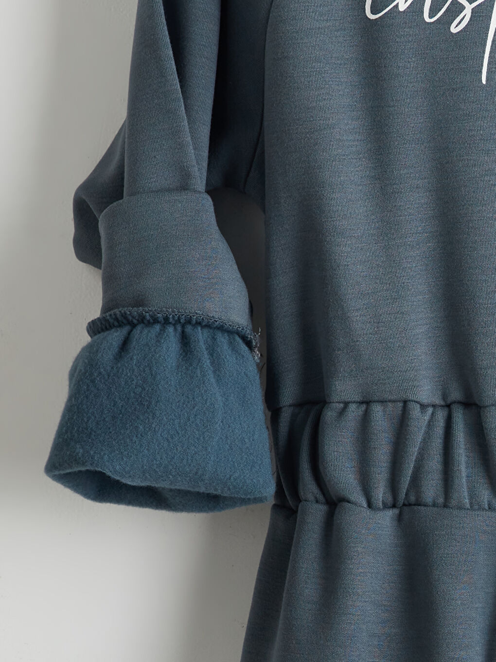 Gri Bisiklet Yaka Kız Çocuk Elbise-3