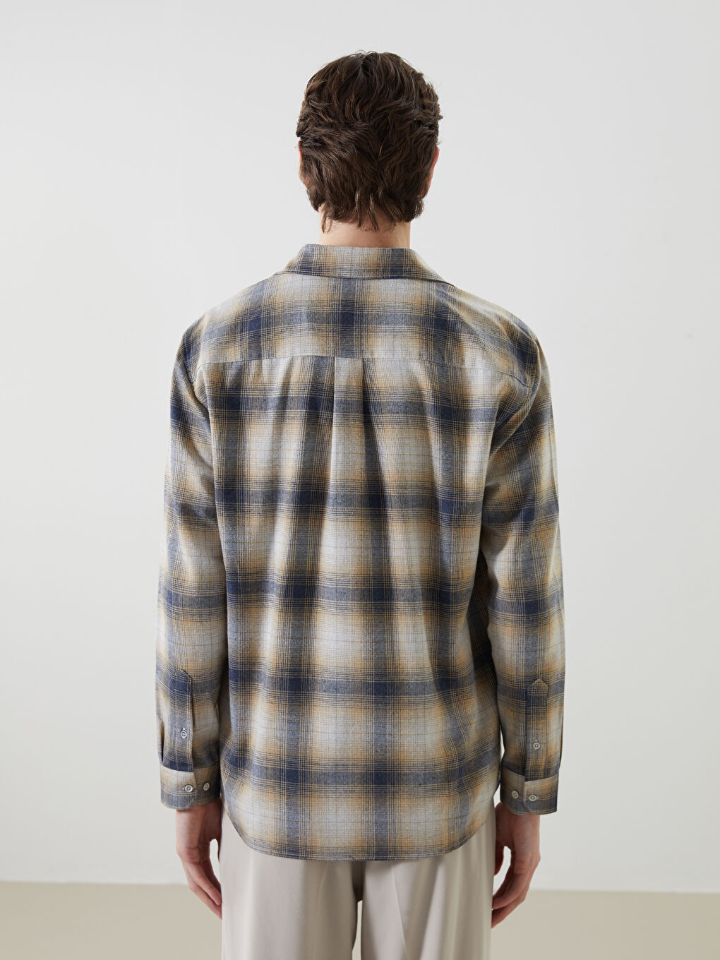 Sarı Regular Fit Uzun Kollu Ekose Erkek Oduncu Gömlek-3