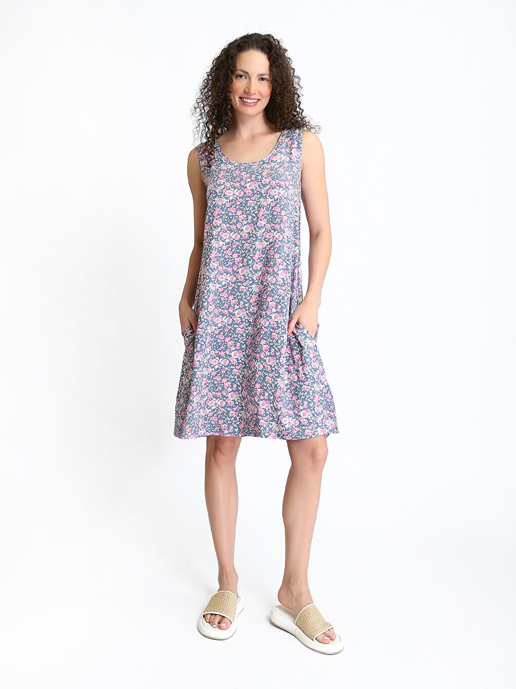 Crew Neck Floral Women's Dress-1