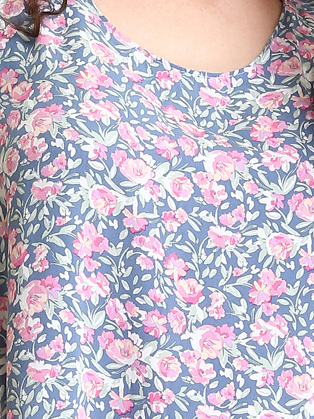 Crew Neck Floral Women's Dress-2