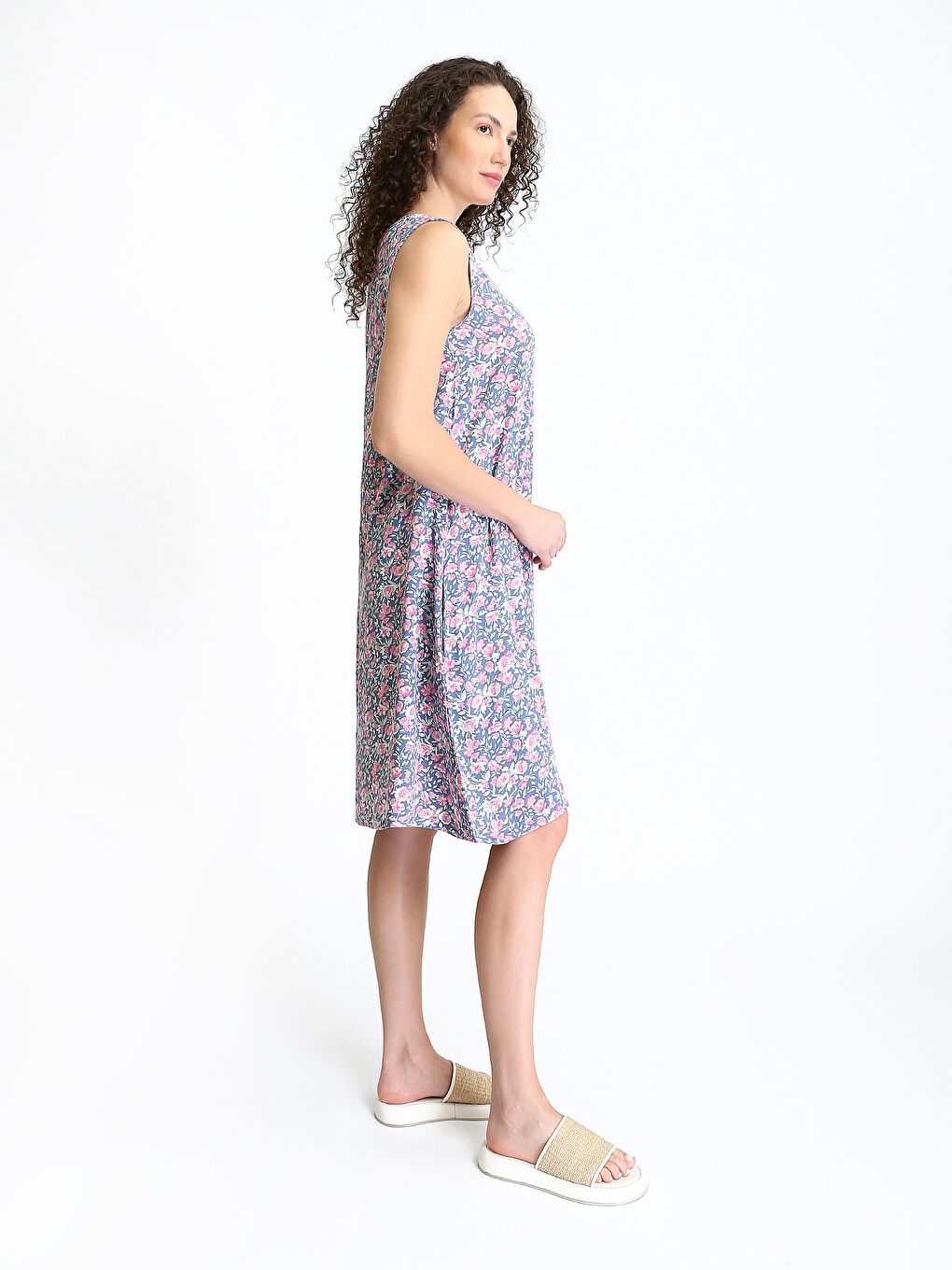 Crew Neck Floral Women's Dress-3