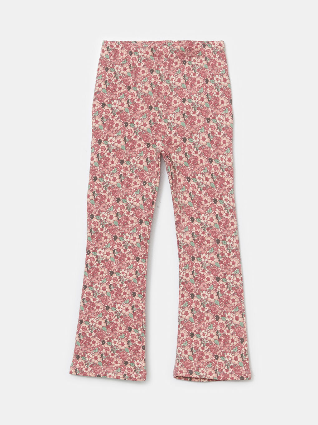 Pembe Çiçekli Kız Çocuk İspanyol Paça Tayt