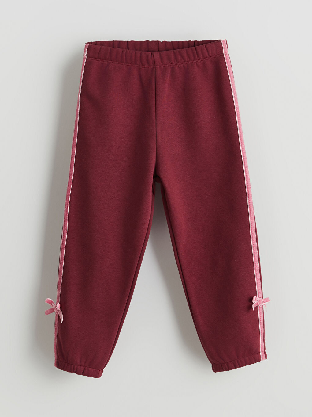 Bordo Fiyonk Detaylı Kız Çocuk Jogger Eşofman Altı