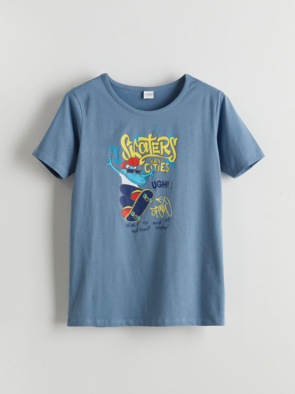 LCW Kids Mavi Bisiklet Yaka Erkek Çocuk Pijama Üst