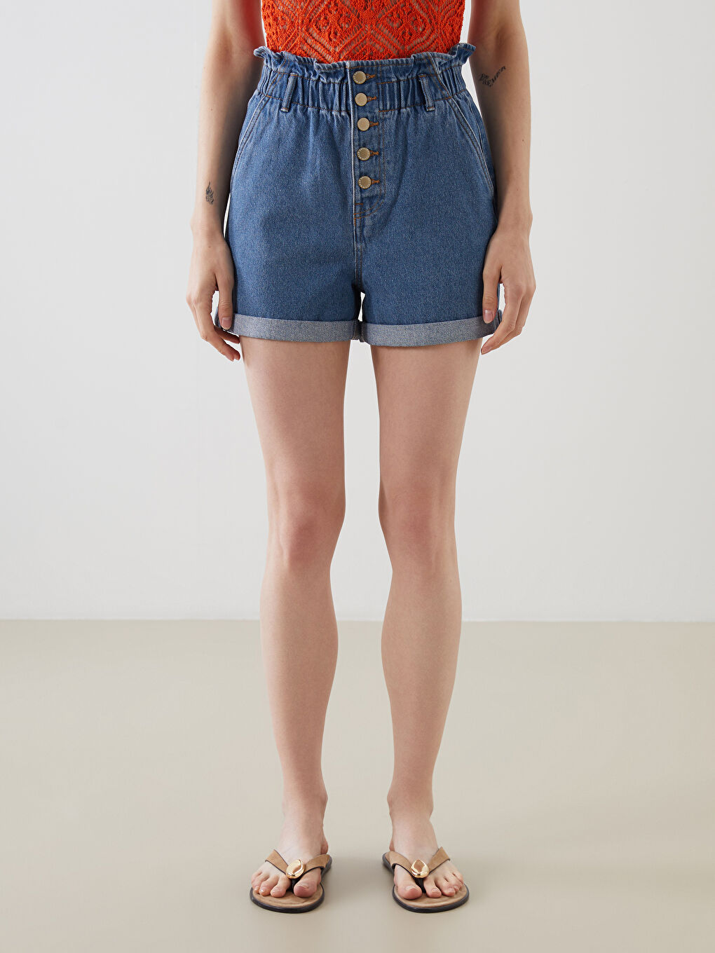 LCW Jeans Elasticated Waist Women's Denim Shorts -S5MR20Z8-507
