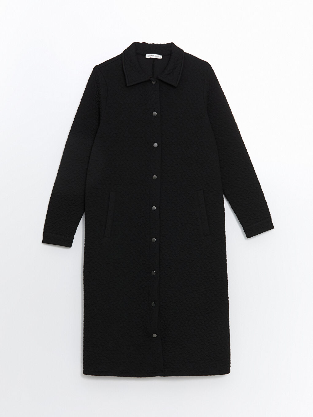 Siyah Gömlek Yaka Kadın Ferace-4