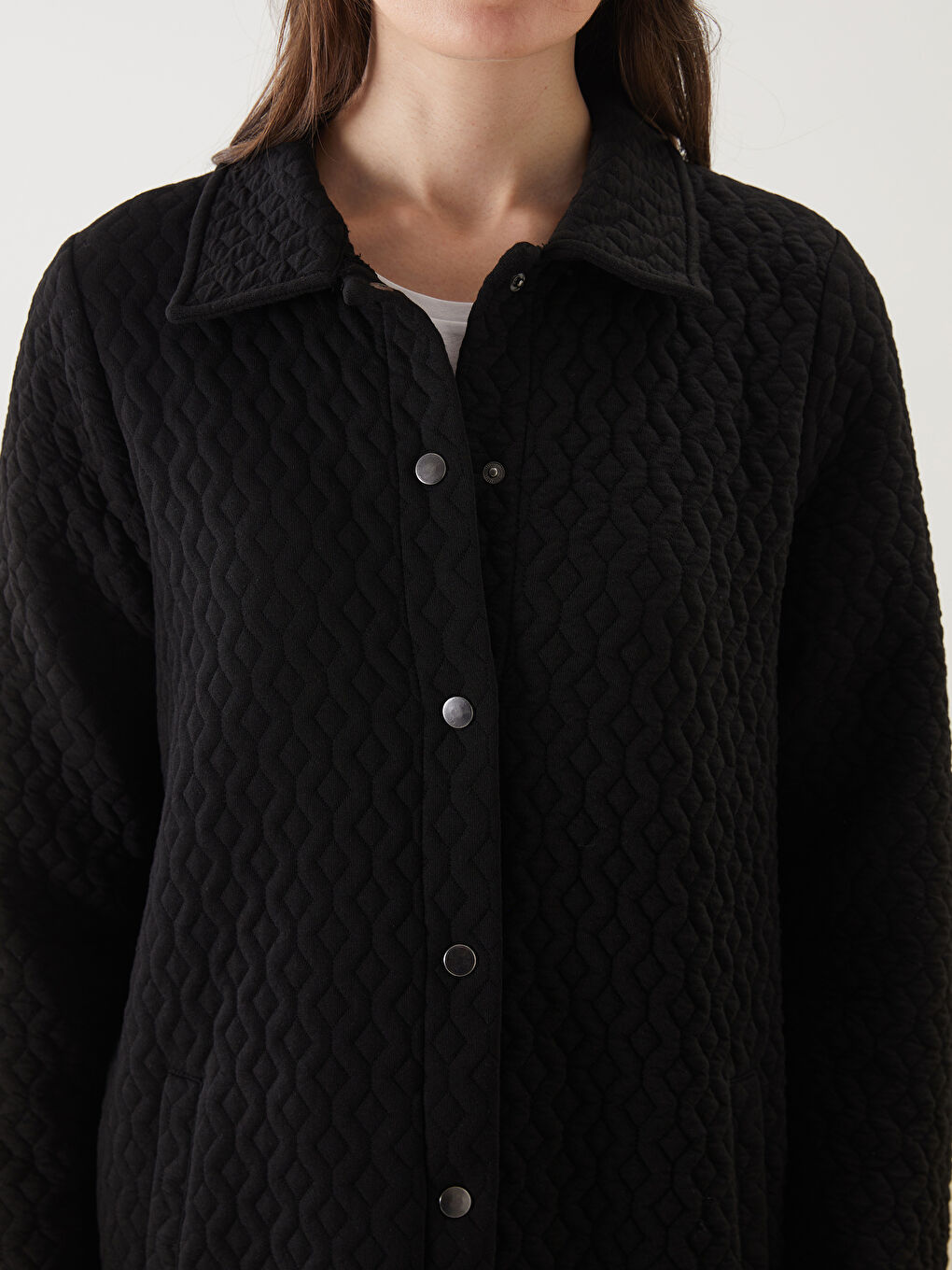 Siyah Gömlek Yaka Kadın Ferace-2