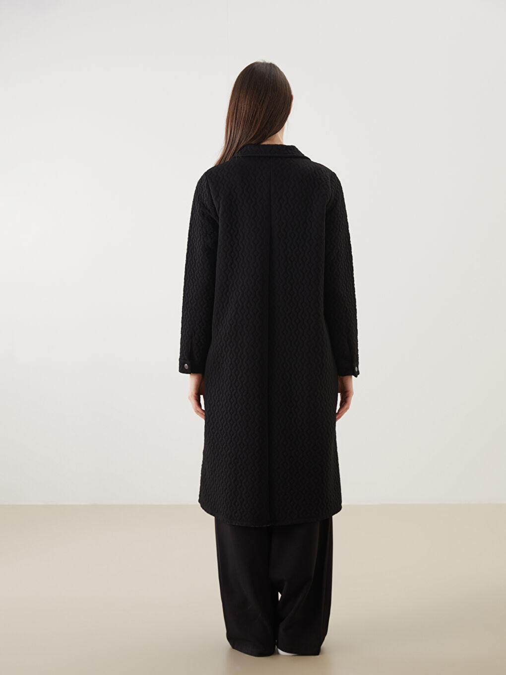 Siyah Gömlek Yaka Kadın Ferace-3