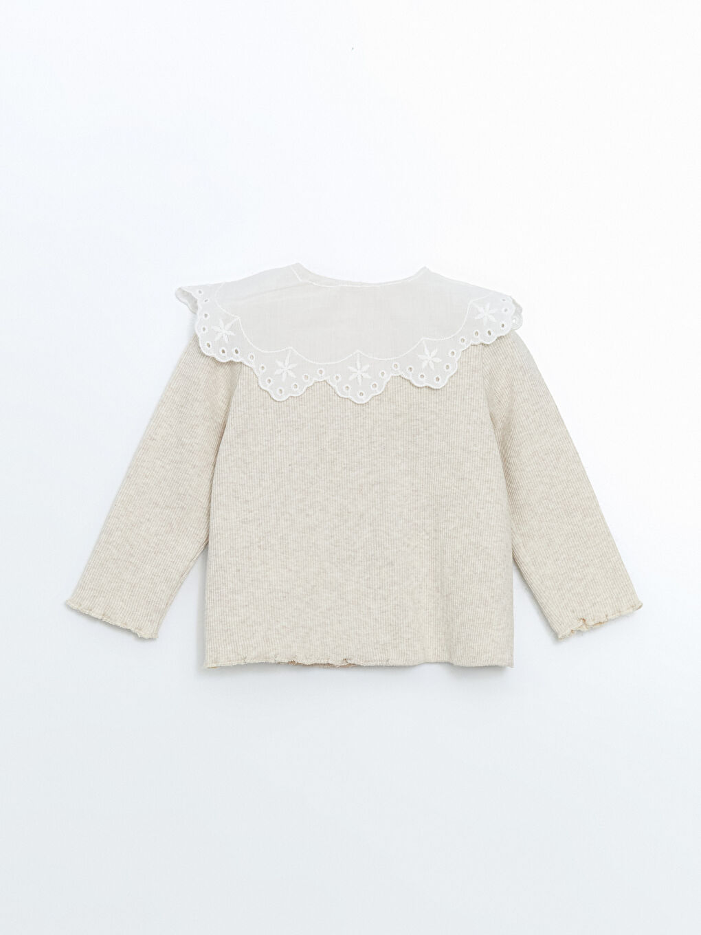 LCW baby Ekru Bebe Yaka Kaşkorse Kız Bebek Hırka ve Pantolon 2'li - 3