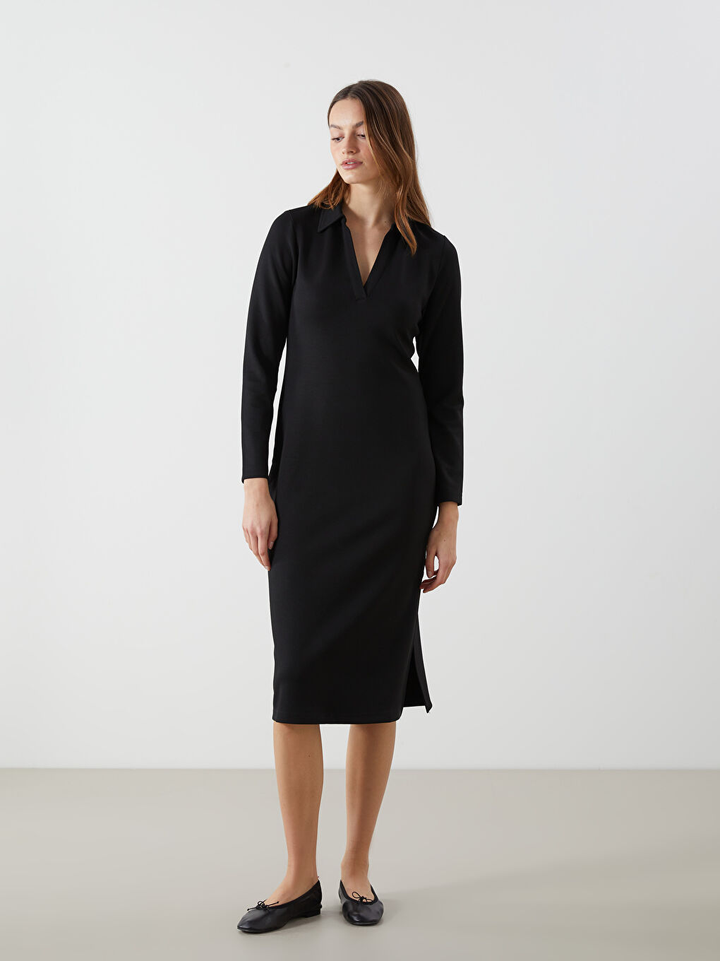 Siyah Gömlek Yaka Elbise