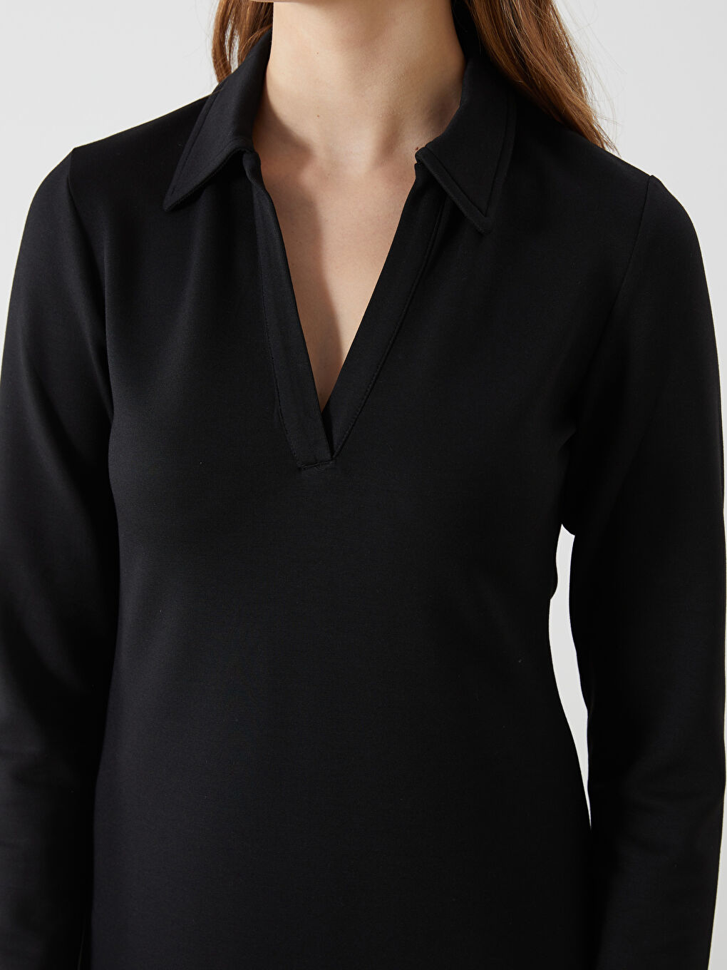 Siyah Gömlek Yaka Elbise-2