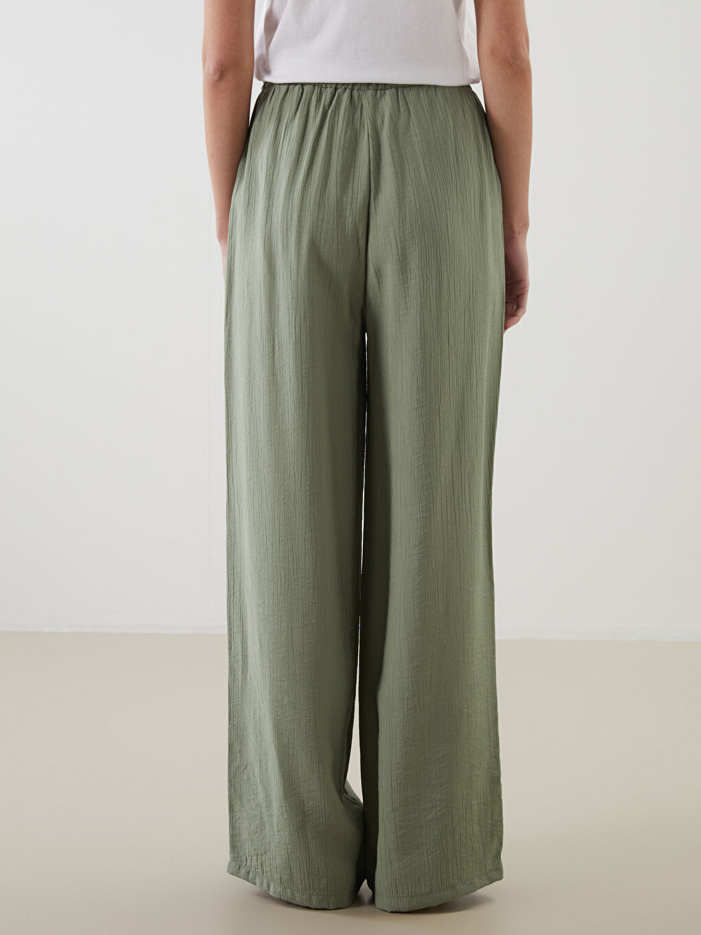 Elastic Waist Textured Women's Trousers -S5MR53Z8-FLL