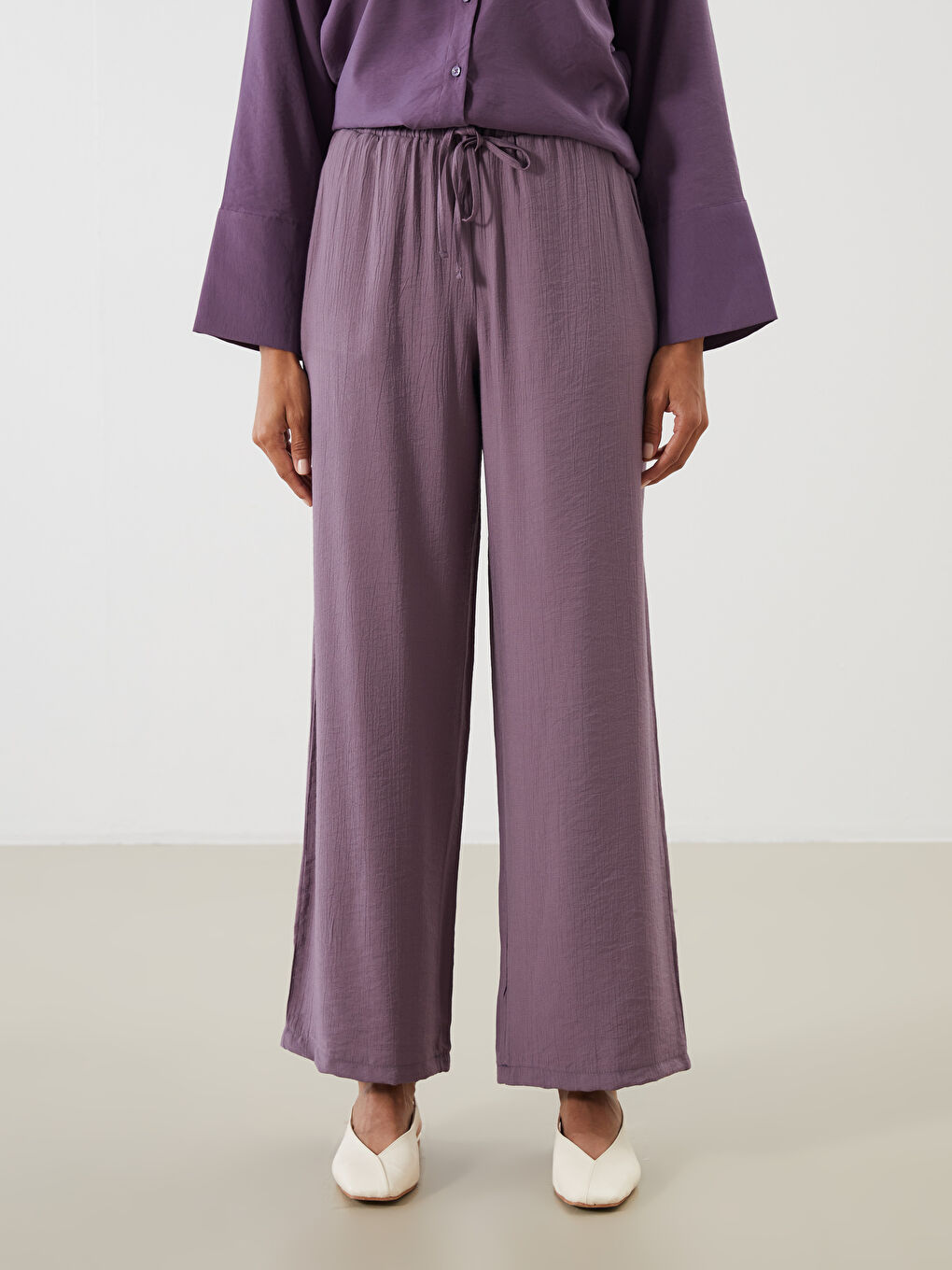 LCW Modest Elasticated Waist Textured Women's Trousers -S5MR53Z8-JRQ