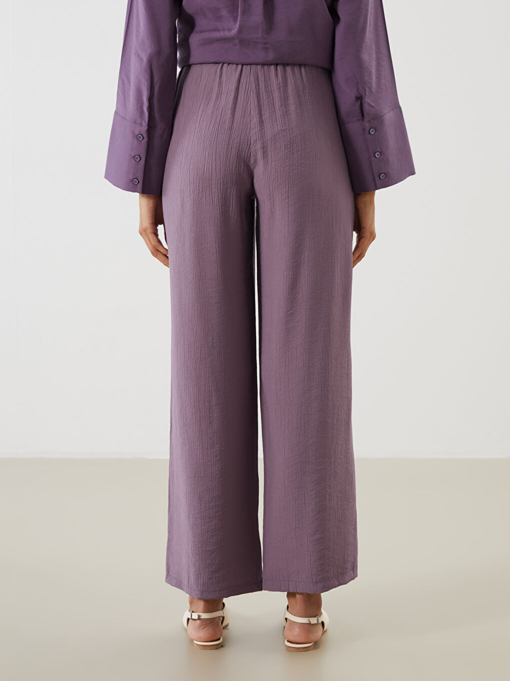 LCW Modest Elasticated Waist Textured Women's Trousers -S5MR53Z8-JRQ