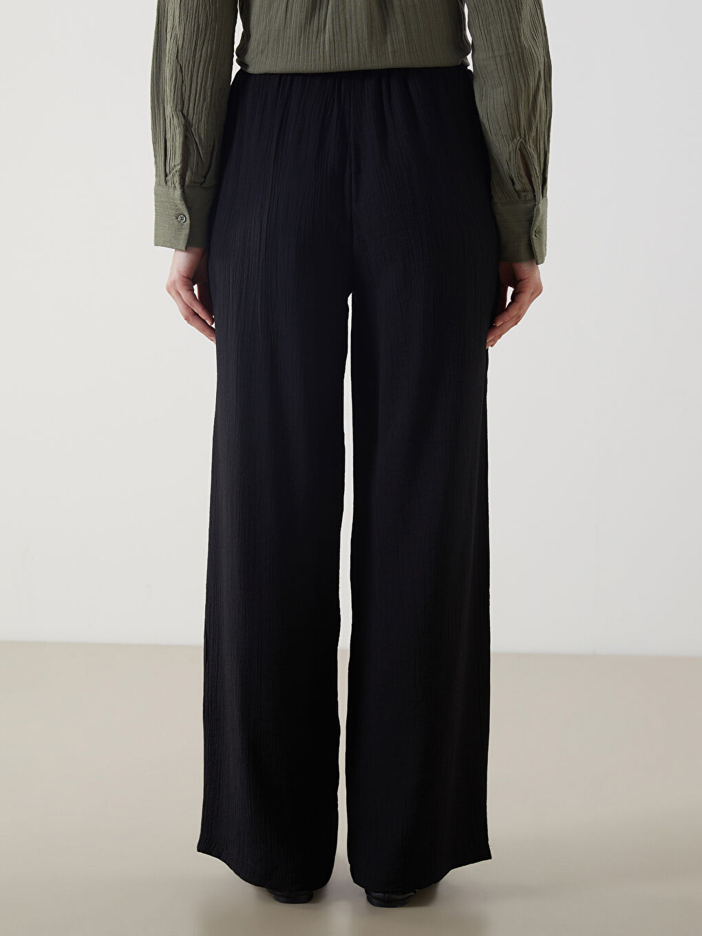 Elastic Waist Textured Women's Trousers -S5MR53Z8-RQL