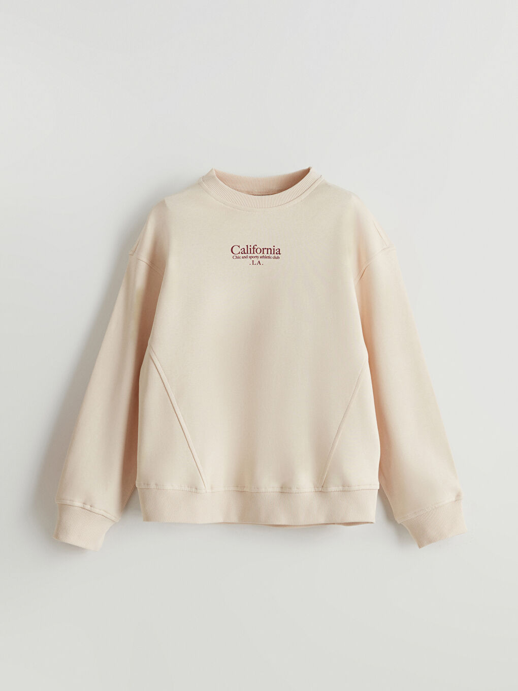 Ekru Bisiklet Yaka California Baskılı Kız Çocuk Sweatshirt